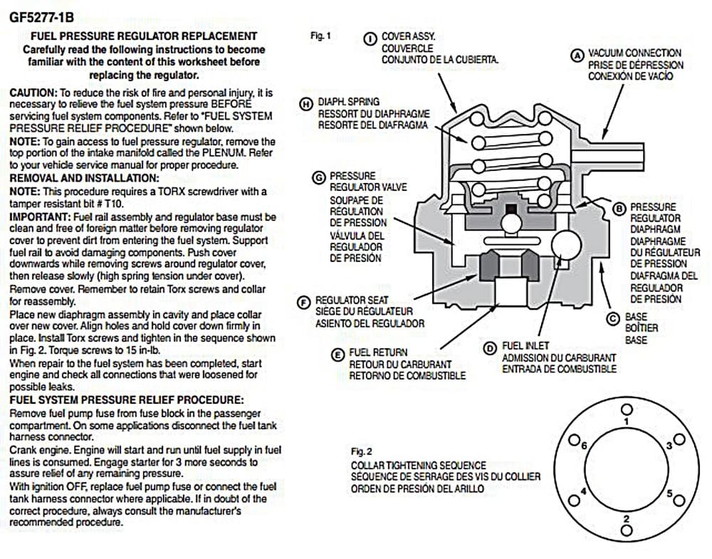 Servicesats bränsletrycksregulator